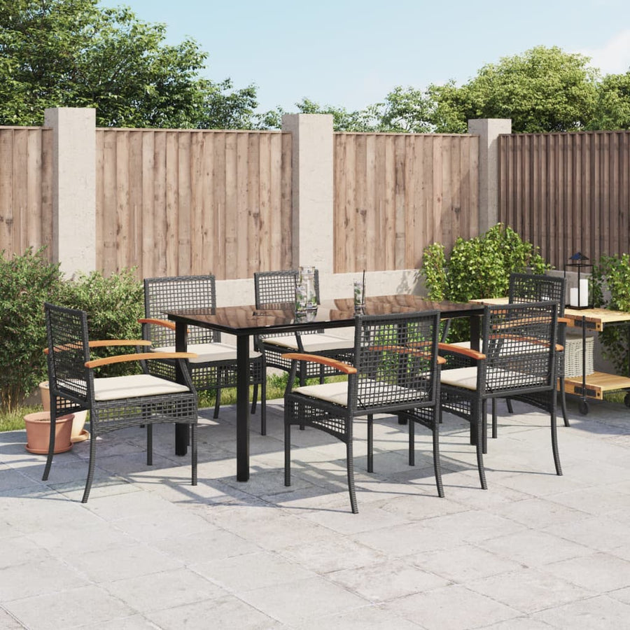 7-Delige Tuinset Met Kussens Poly Rattan Zwart