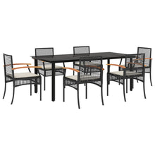7-Delige Tuinset Met Kussens Poly Rattan Zwart 6 200 cm tafellengte