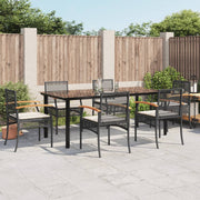 Tuinset 7-delig poly rattan zwart 200x100x74 cm
