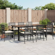 Tuinset 9-delig poly rattan zwart 200 cm tafel