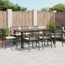 9-Delige Tuinset Poly Rattan Zwart 8 200 cm tafellengte