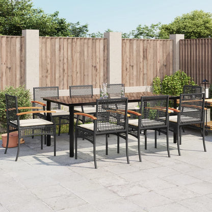 9-Delige Tuinset Poly Rattan Zwart 8 200 cm tafellengte