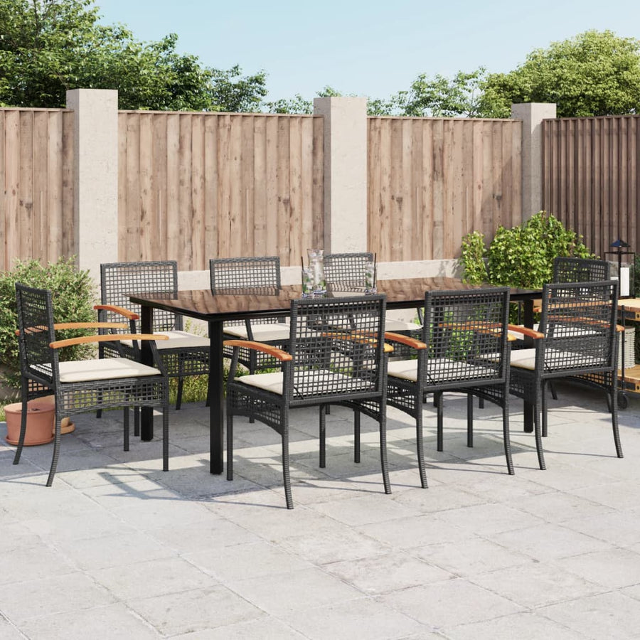 9-Delige Tuinset Poly Rattan Zwart 8 200 cm tafellengte