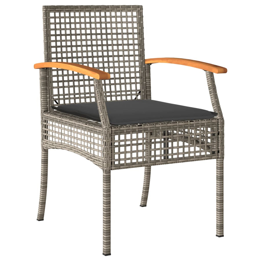 3-Delige Tuinset Met Kussens Poly Rattan Grijs