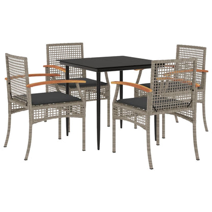 5-Delige Tuinset Met Kussens Poly Rattan Grijs