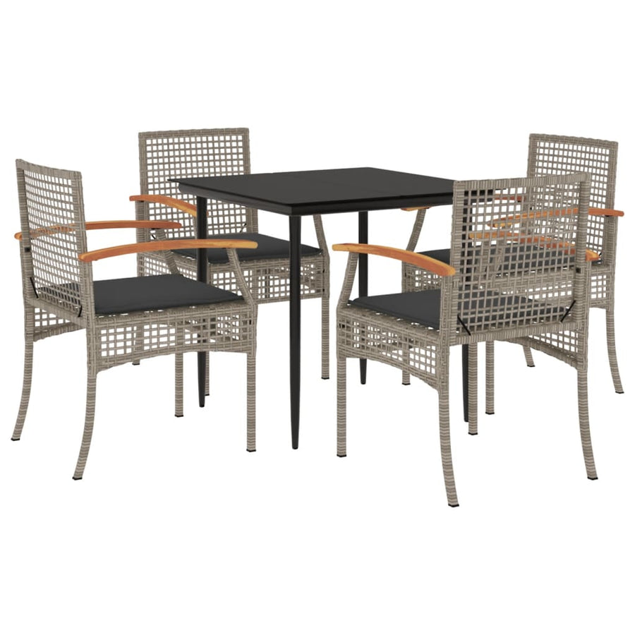 5-Delige Tuinset Met Kussens Poly Rattan Grijs