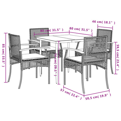 5-Delige Tuinset Met Kussens Poly Rattan Grijs