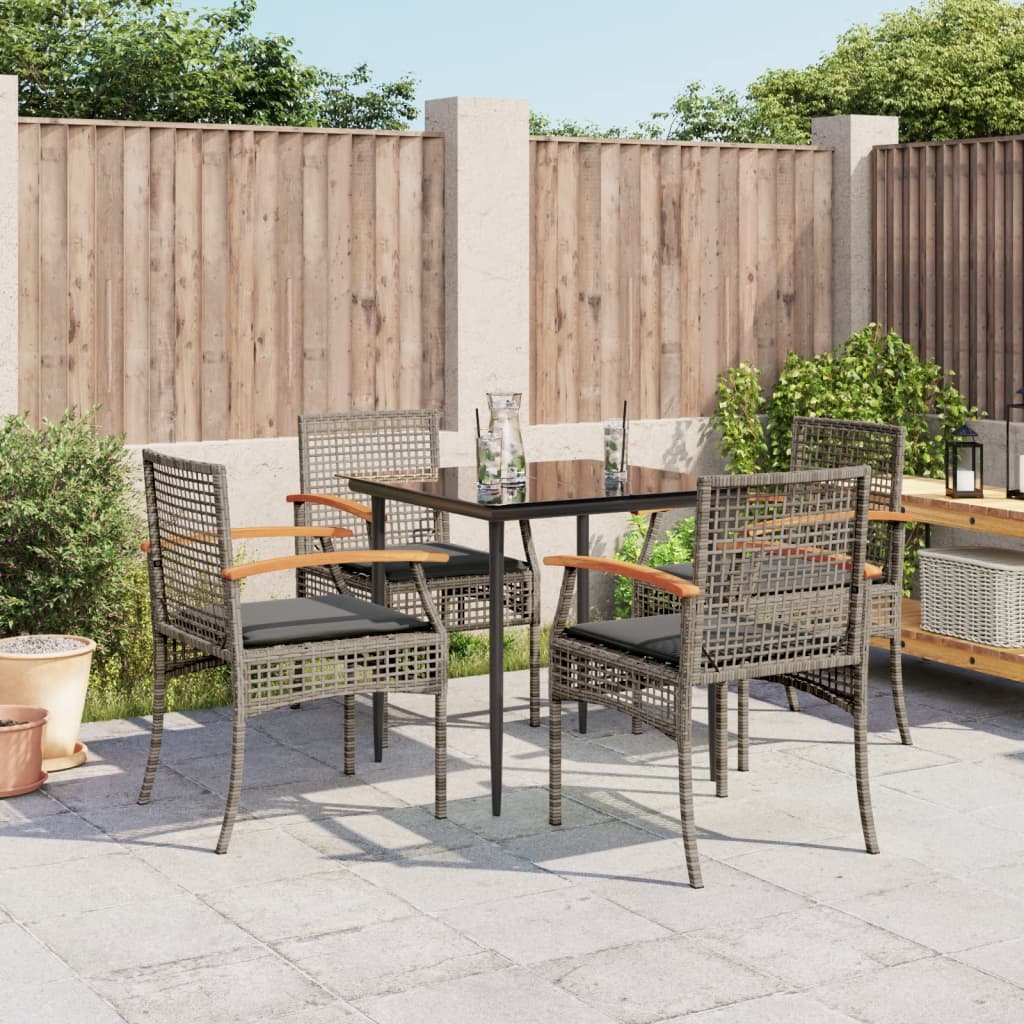 5-Delige Tuinset Met Kussens Poly Rattan Grijs