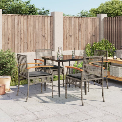5-Delige Tuinset Met Kussens Poly Rattan Grijs