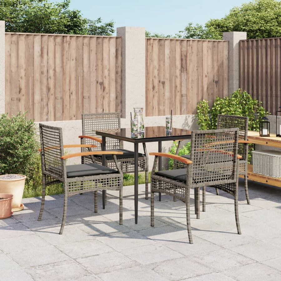 5-Delige Tuinset Met Kussens Poly Rattan Grijs