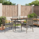 5-piece Garden Set with Cushions Poly Rattan Grey