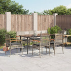 7-Piece Garden Set with Cushions Poly Rattan Grey
