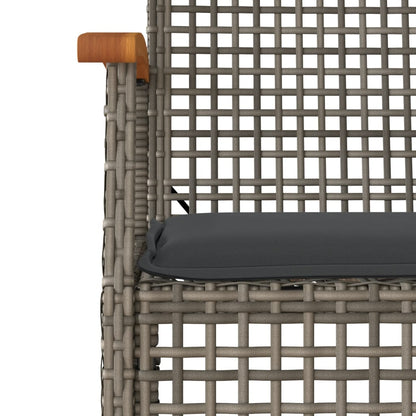 3-Delige Tuinset Met Kussens Poly Rattan Grijs