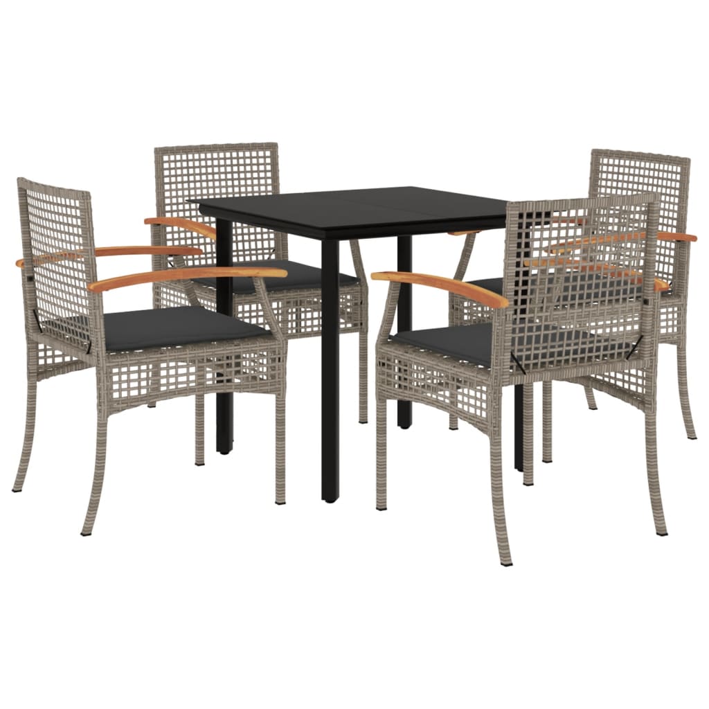 5-Delige Tuinset Met Kussens Poly Rattan Grijs