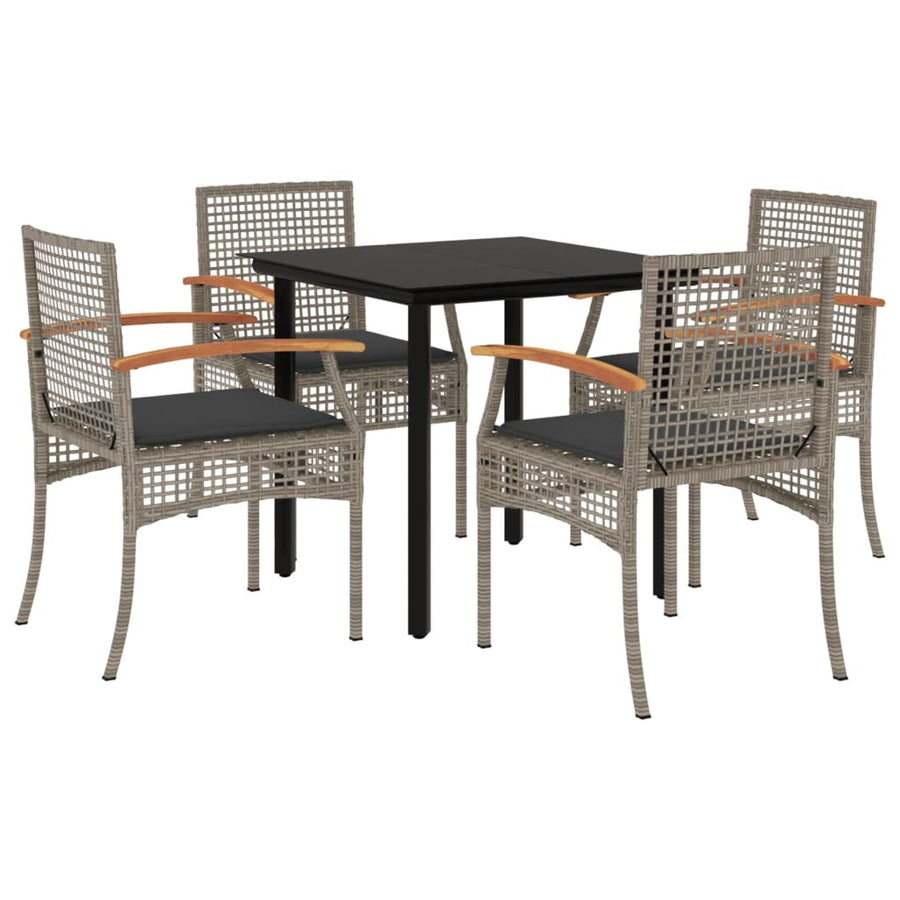 5-Delige Tuinset Met Kussens Poly Rattan Grijs