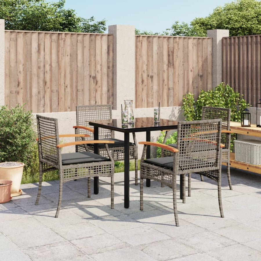 5-Delige Tuinset Met Kussens Poly Rattan Grijs