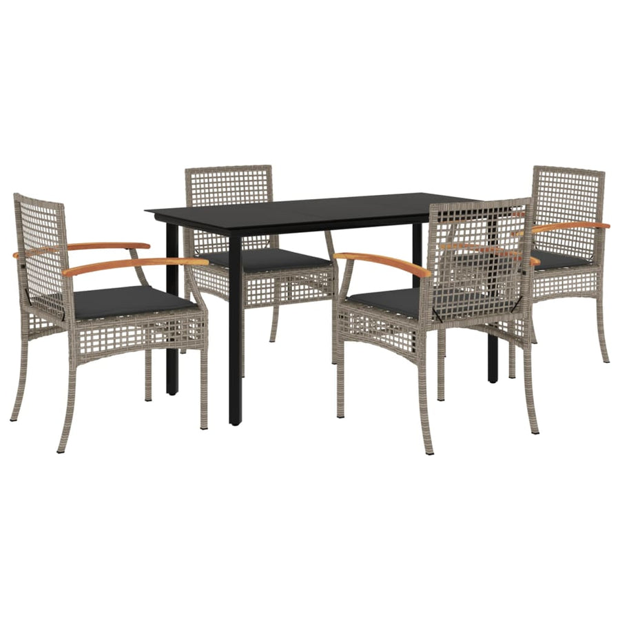5-Delige Tuinset Met Kussens Poly Rattan Grijs