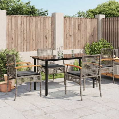 5-Delige Tuinset Met Kussens Poly Rattan Grijs
