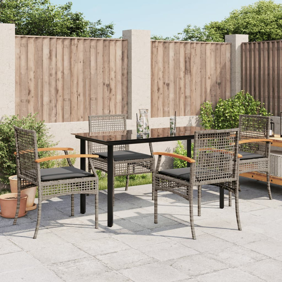 5-Delige Tuinset Met Kussens Poly Rattan Grijs