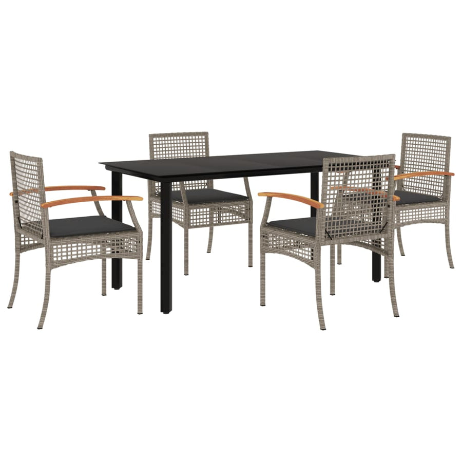 5-Delige Tuinset Met Kussens Poly Rattan Grijs