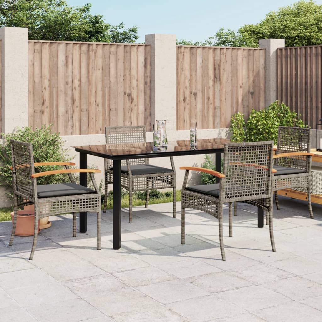 5-Delige Tuinset Met Kussens Poly Rattan Grijs