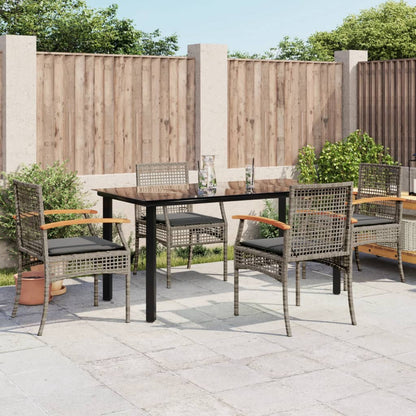 5-Delige Tuinset Met Kussens Poly Rattan Grijs