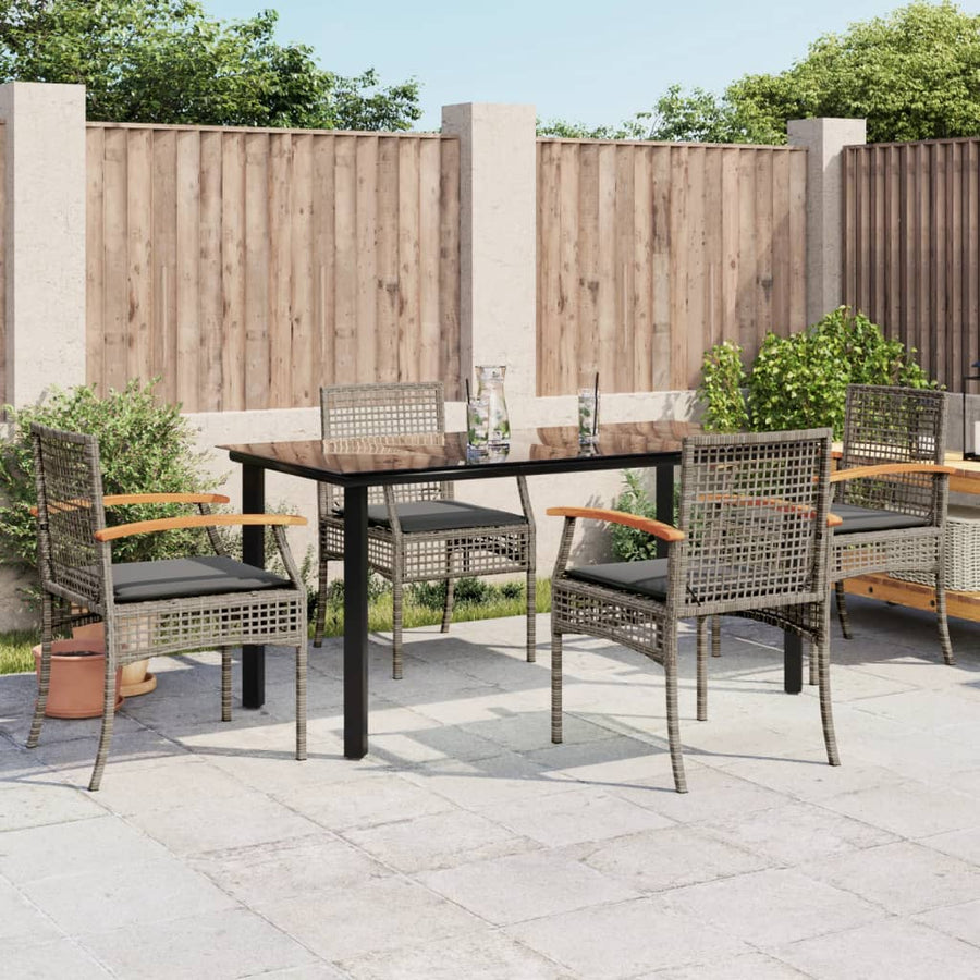 5-Delige Tuinset Met Kussens Poly Rattan Grijs