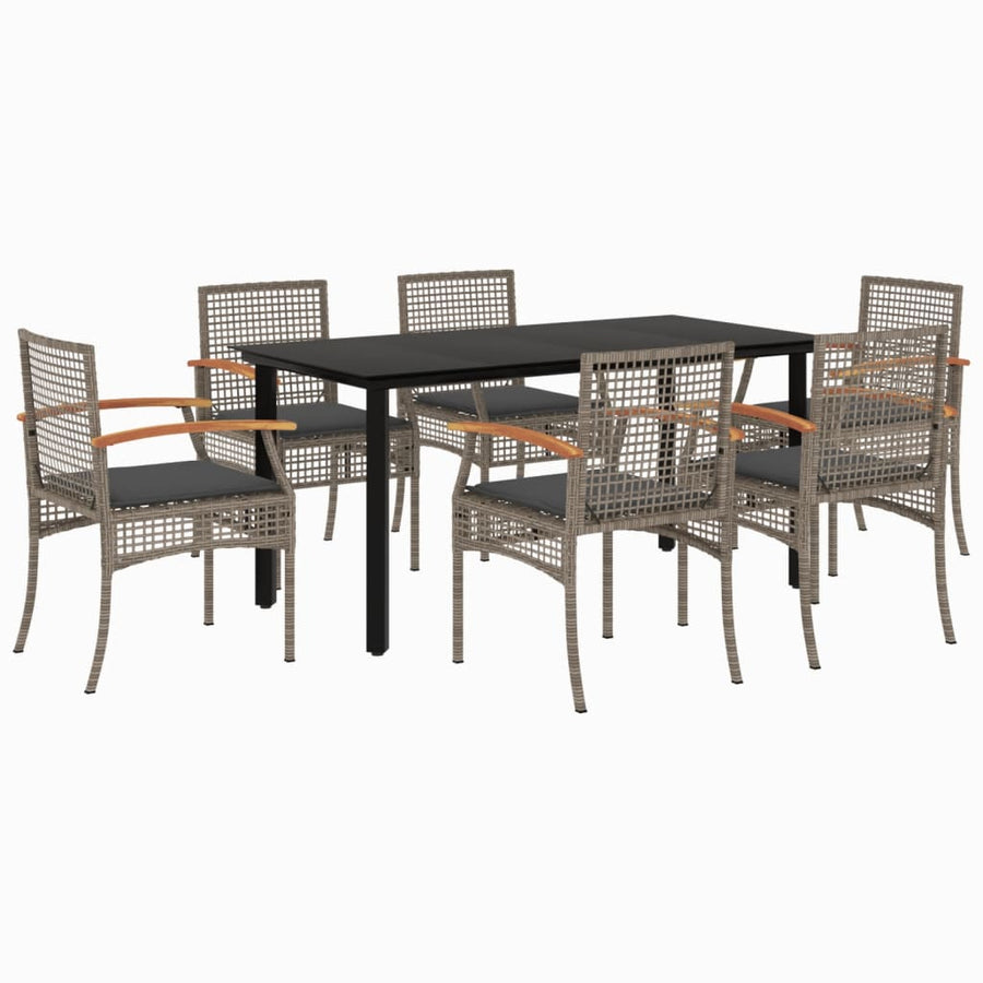 7-Delige Tuinset Met Kussens Poly Rattan Grijs