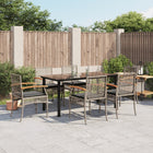 7-Piece Garden Set with Cushions Poly Rattan Grey