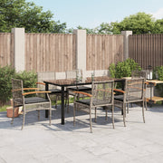 7-Piece Garden Set with Cushions Poly Rattan Grey