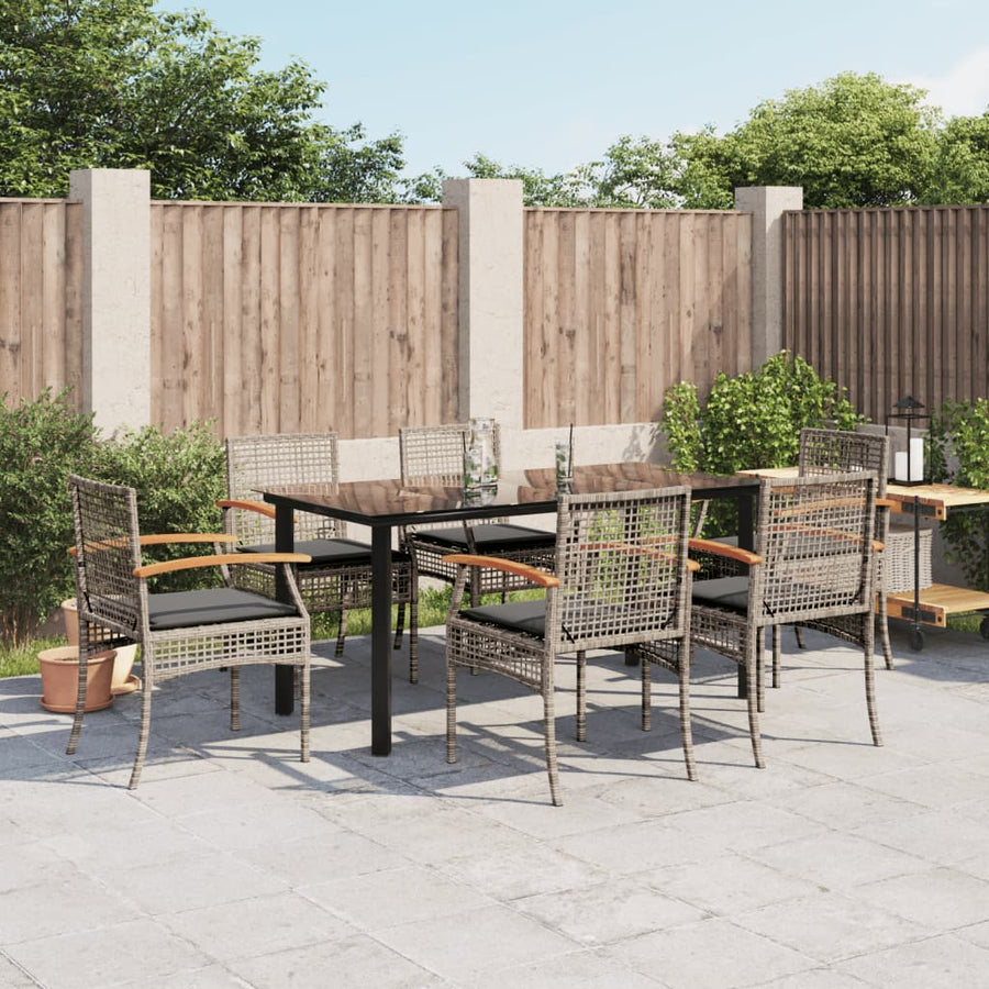 7-Delige Tuinset Met Kussens Poly Rattan Grijs