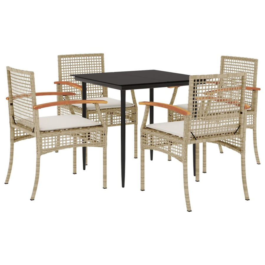 5-Delige Tuinset Met Kussens Poly Rattan Beige