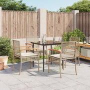 5-piece Garden Set with Cushions, Poly Rattan, Beige