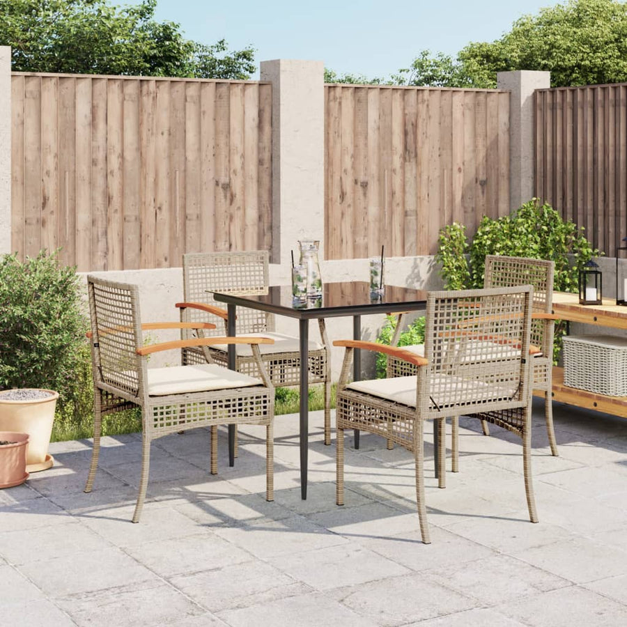 5-Delige Tuinset Met Kussens Poly Rattan Beige