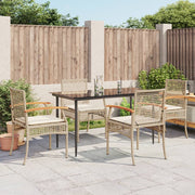 Tuinset 5-delig poly rattan beige met kussens