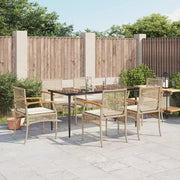 7-Piece Poly Rattan Garden Furniture Set with Cushions - Beige