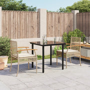 Tuinset 3-delig poly rattan beige met kussens