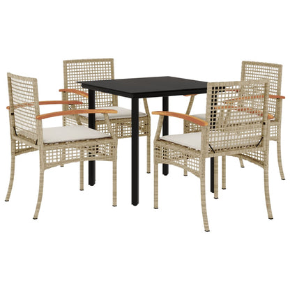 5-Delige Tuinset Met Kussens Poly Rattan Beige