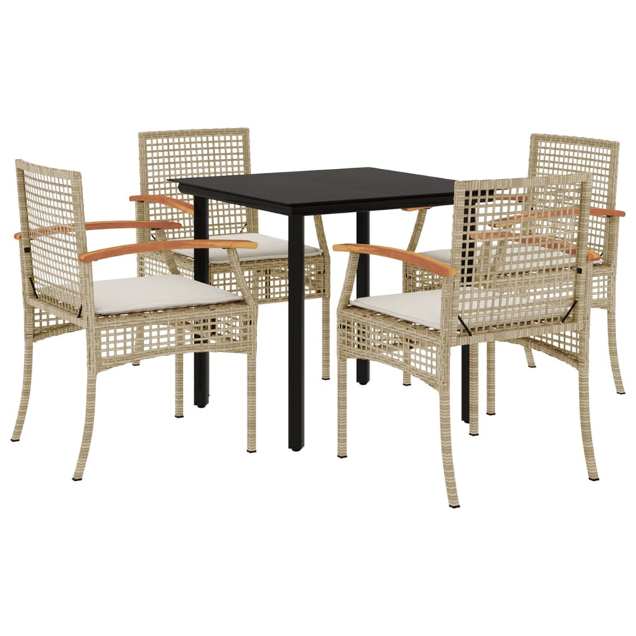 5-Delige Tuinset Met Kussens Poly Rattan Beige