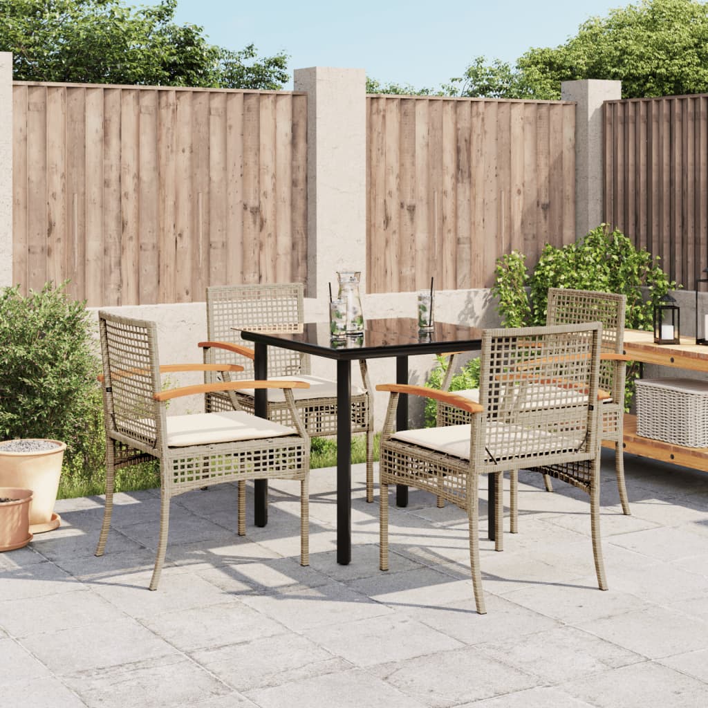 5-Delige Tuinset Met Kussens Poly Rattan Beige
