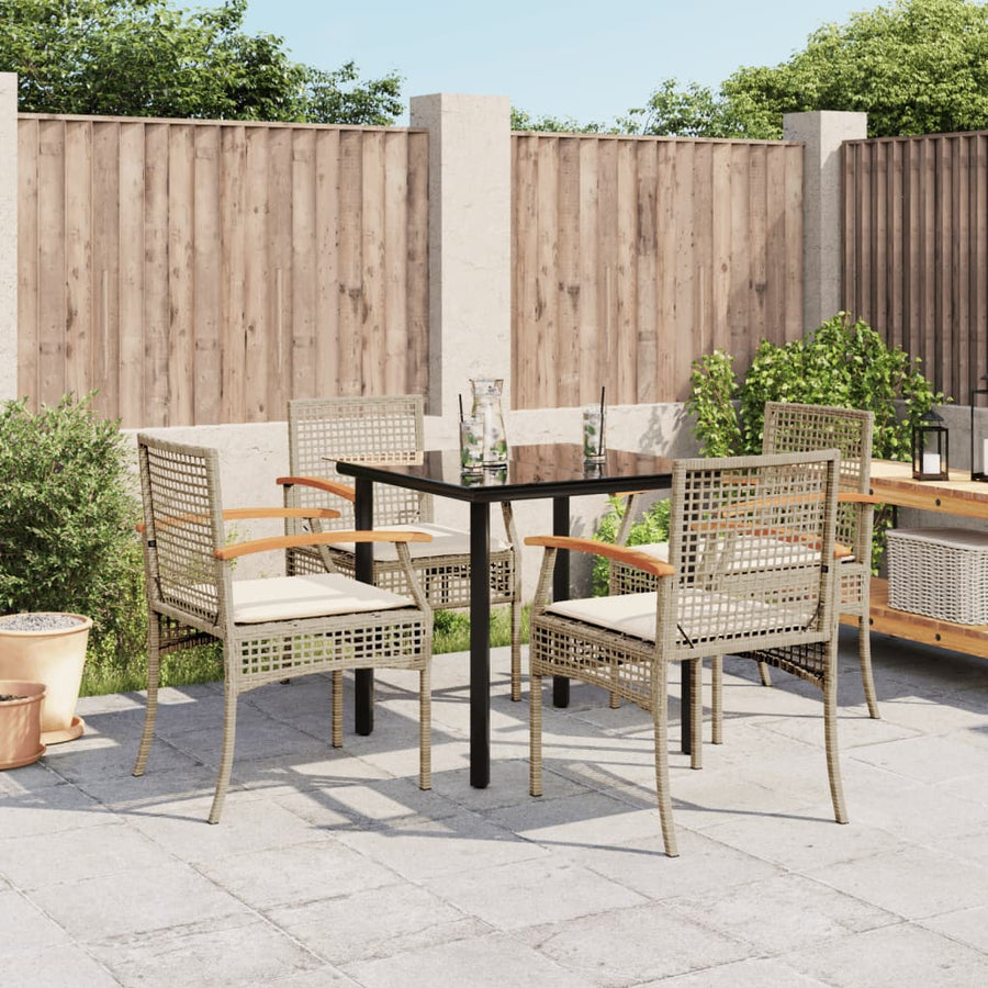 5-Delige Tuinset Met Kussens Poly Rattan Beige