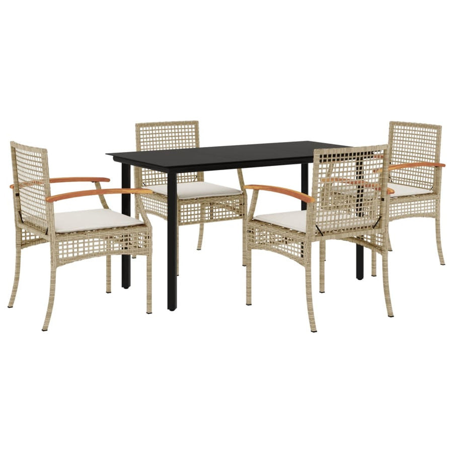 5-Delige Tuinset Met Kussens Poly Rattan Beige