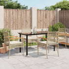 5-piece Garden Set with Cushions, Poly Rattan, Beige