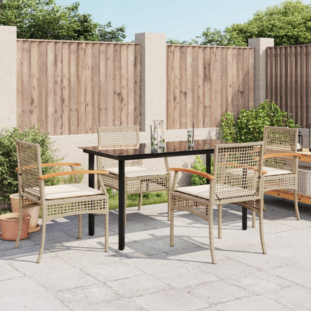 5-Delige Tuinset Met Kussens Poly Rattan Beige