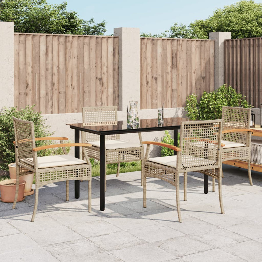 5-Delige Tuinset Met Kussens Poly Rattan Beige