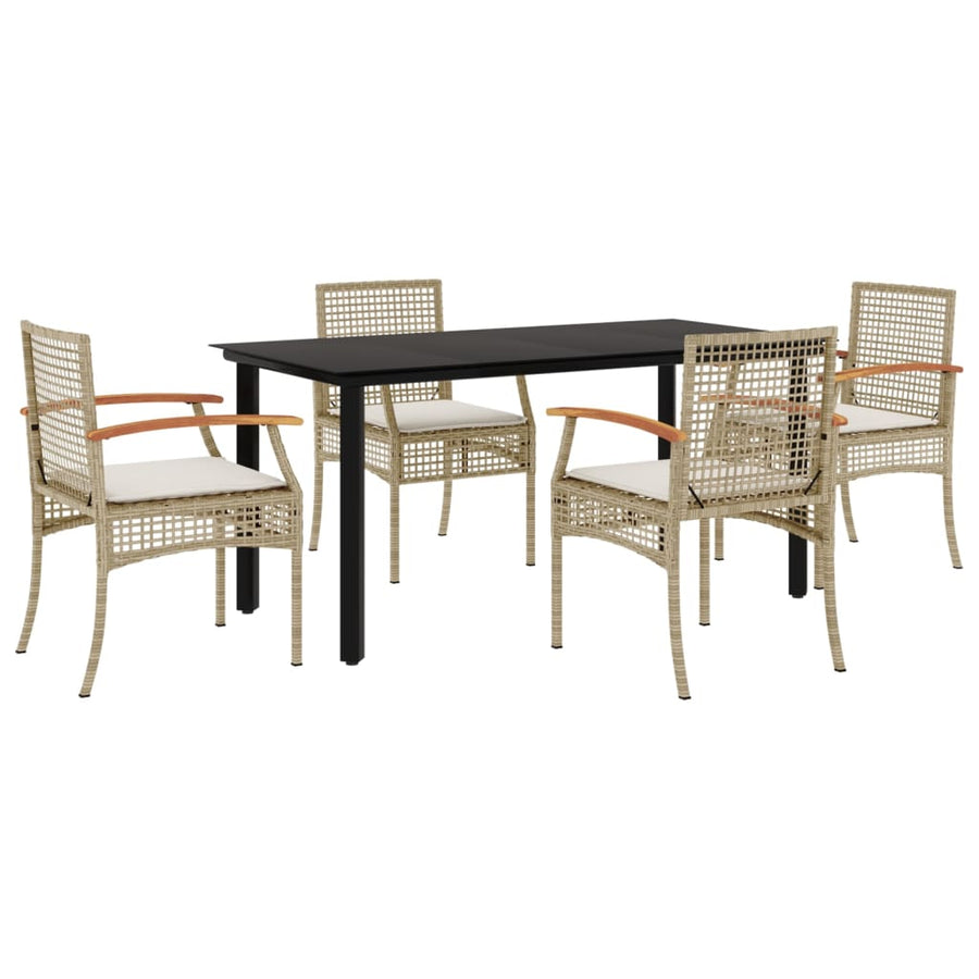 5-Delige Tuinset Met Kussens Poly Rattan Beige