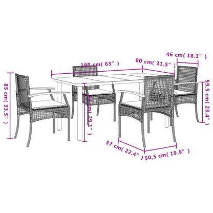5-Delige Tuinset Met Kussens Poly Rattan Beige