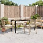 5-piece Garden Set with Cushions, Poly Rattan, Beige