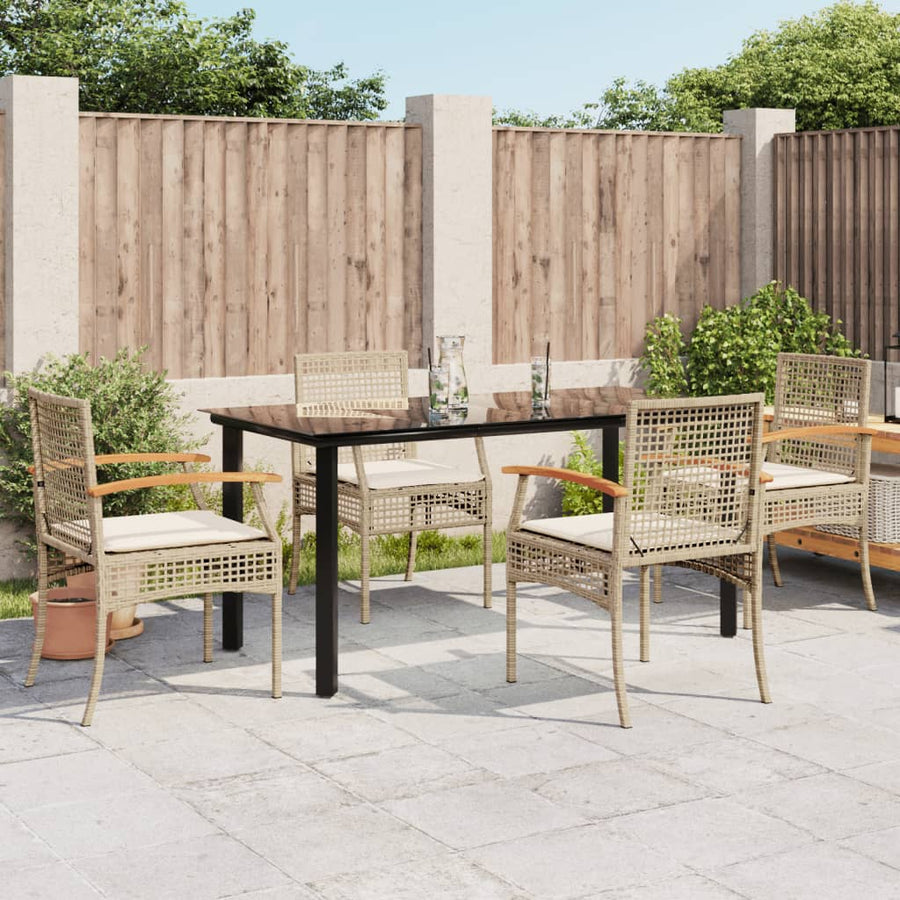 5-Delige Tuinset Met Kussens Poly Rattan Beige