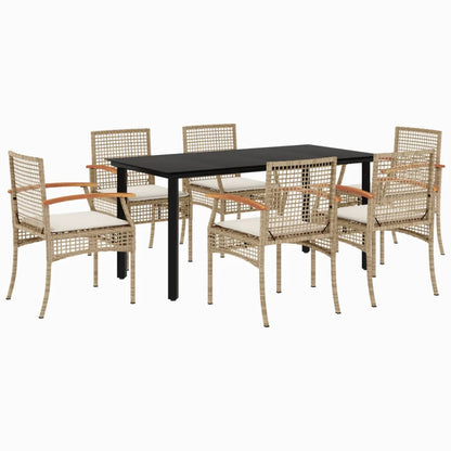 7-Delige Tuinset Met Kussens Poly Rattan Beige